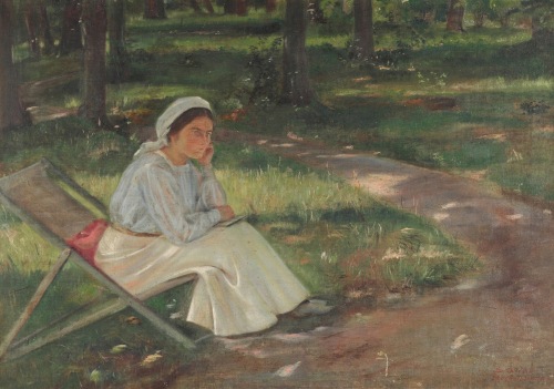 Autor nieznany Kobieta w parku (1907)