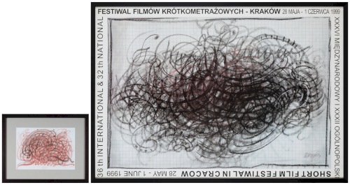 STAROWIEYSKI Franciszek "Festiwal Filmów Krótkometrażowych - Kraków 1999": projekt wraz z ostateczną wersją plakatu