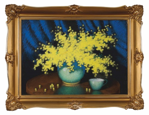 SZCZERBIŃSKI Marian Martwa natura z mimozami i filiżanką